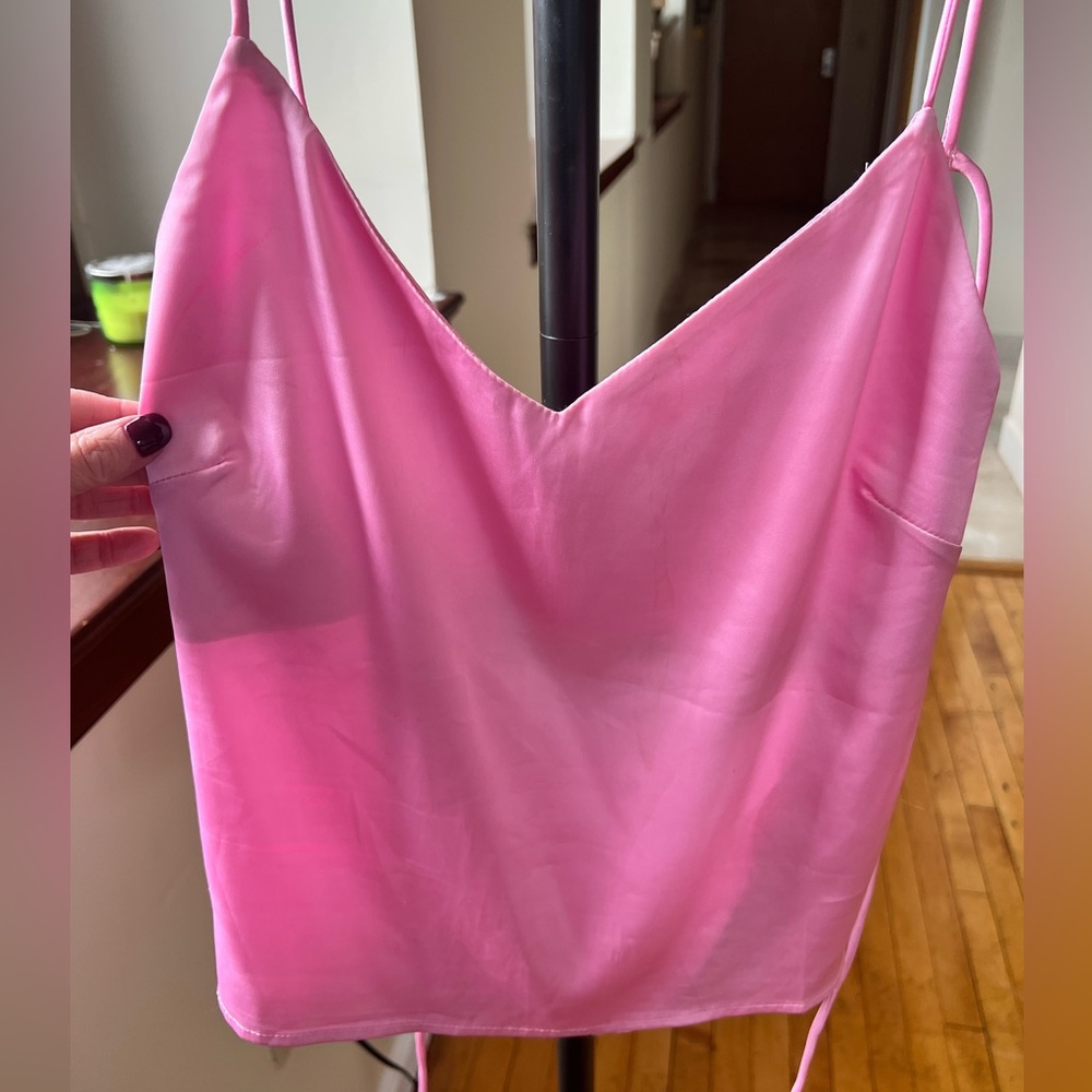 Pink silky tank.